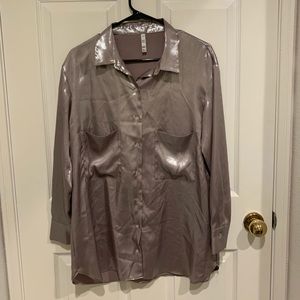 Zara Trf Metallic Button Down Shirt